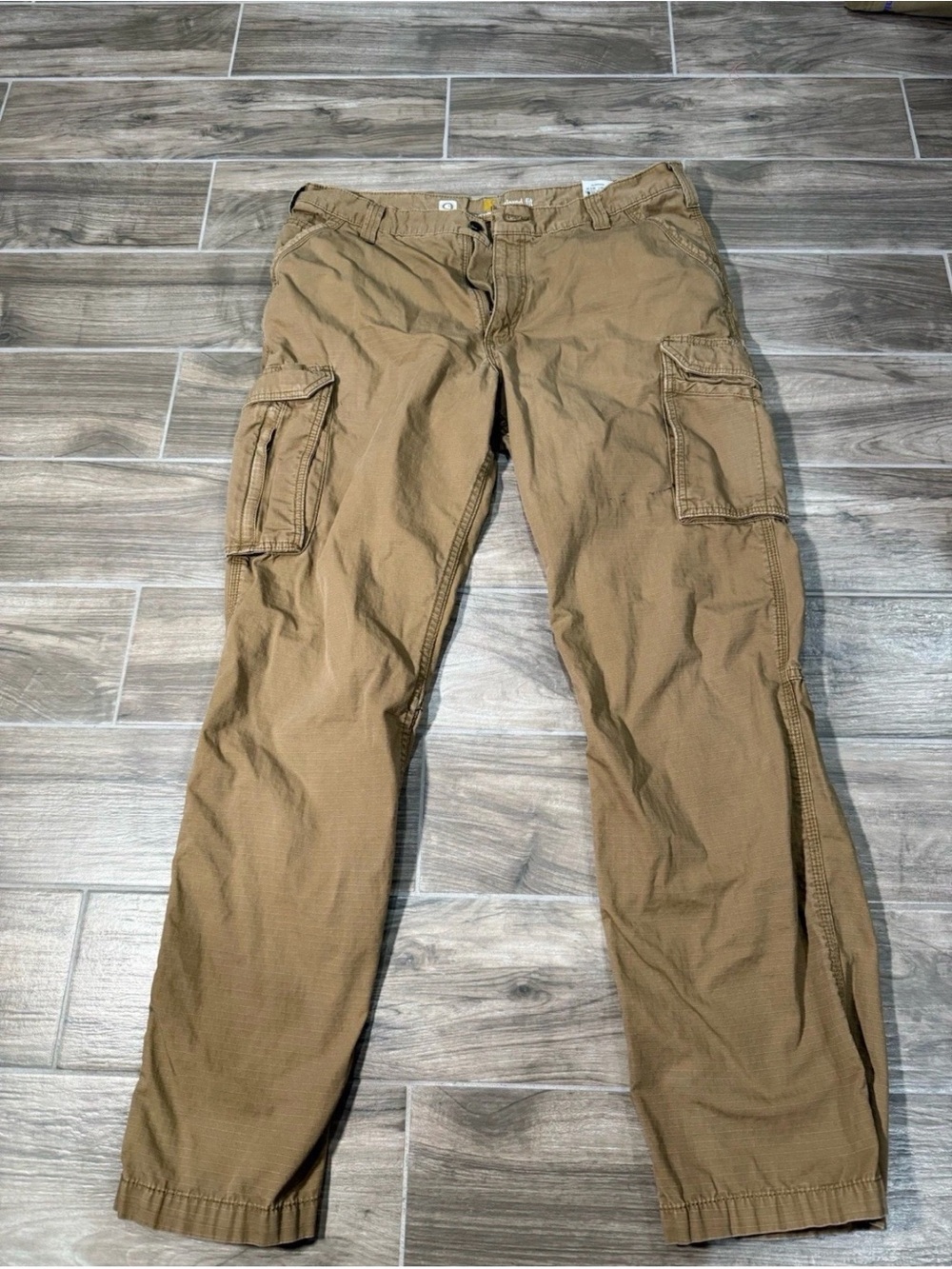 Carhartt Mens Relaxed Fit Ripstop Cargo Pants Khaki 38x34 Workwear 101148-257